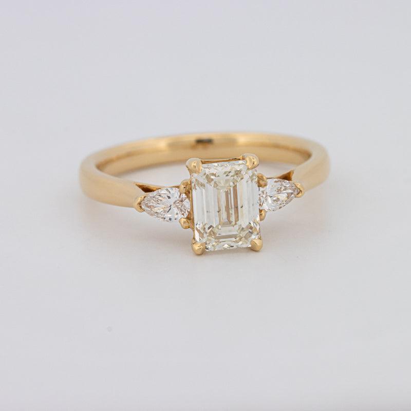 Three Stone Emerald cut diamond trilogy ring. Rose Gold | Aspen – Monroe  Yorke Diamonds